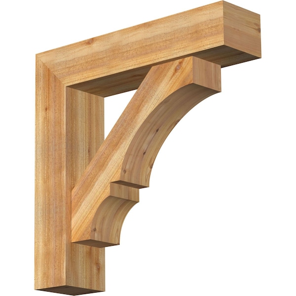 Ekena Millwork Balboa Block Rough Sawn Bracket w/ Offset Brace, Western Red Cedar, 8"W x 34"D x 34"H BKT0806X34X34BOA05RWR - main